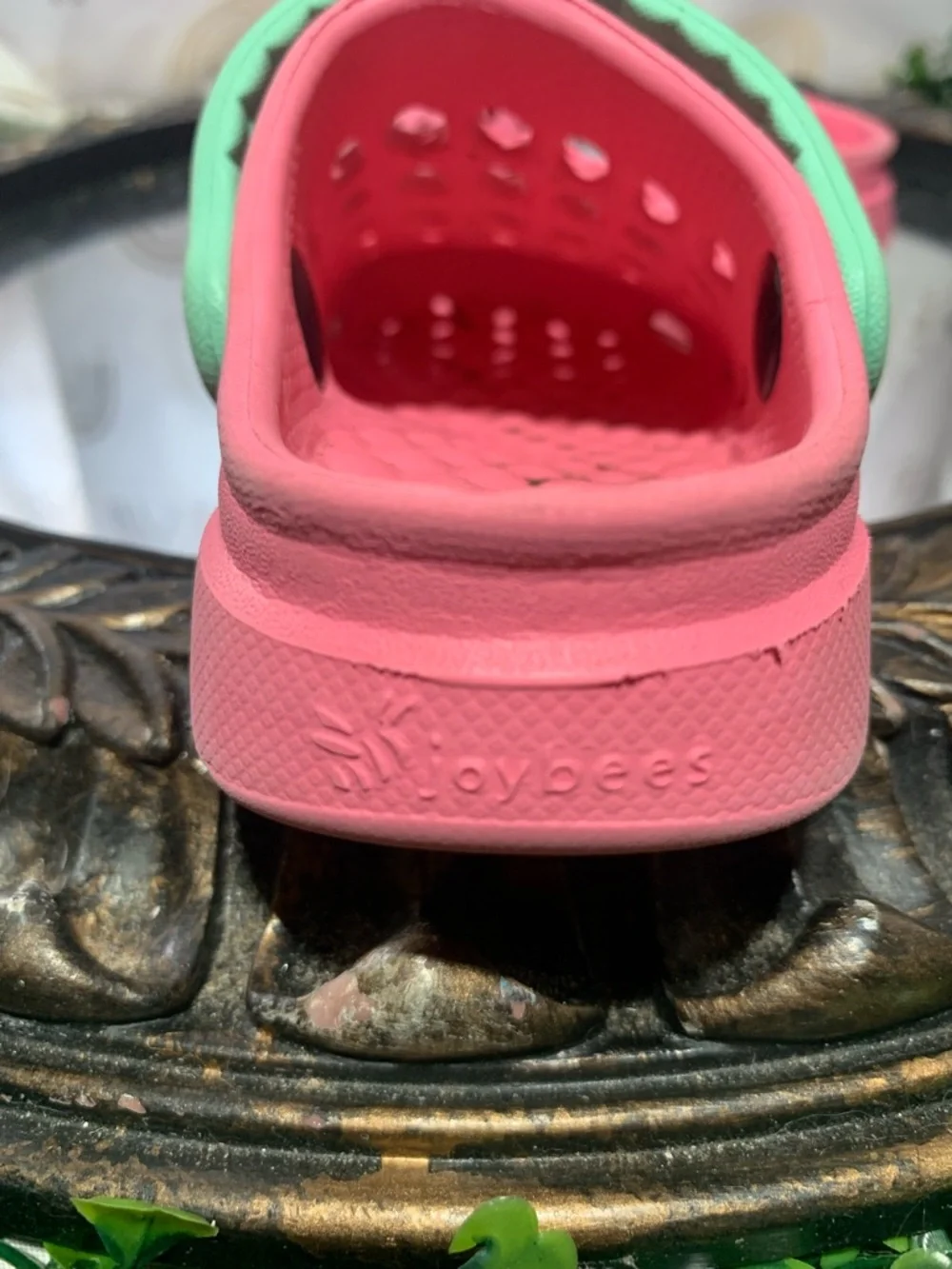 Kids Pink Clog Sandals with Mint Heel Strap